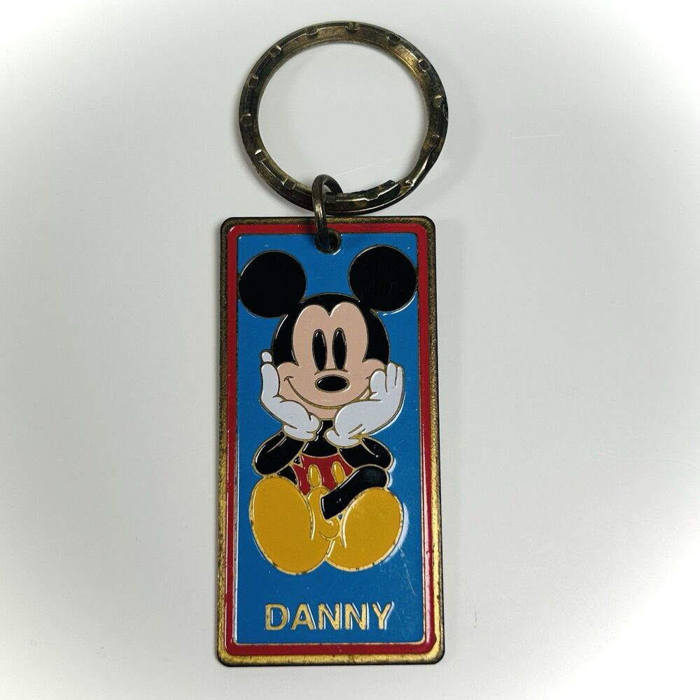 Vintage 90s Walt Disney World Mickey Mouse "Danny" Name Metal Keychain Souvenir